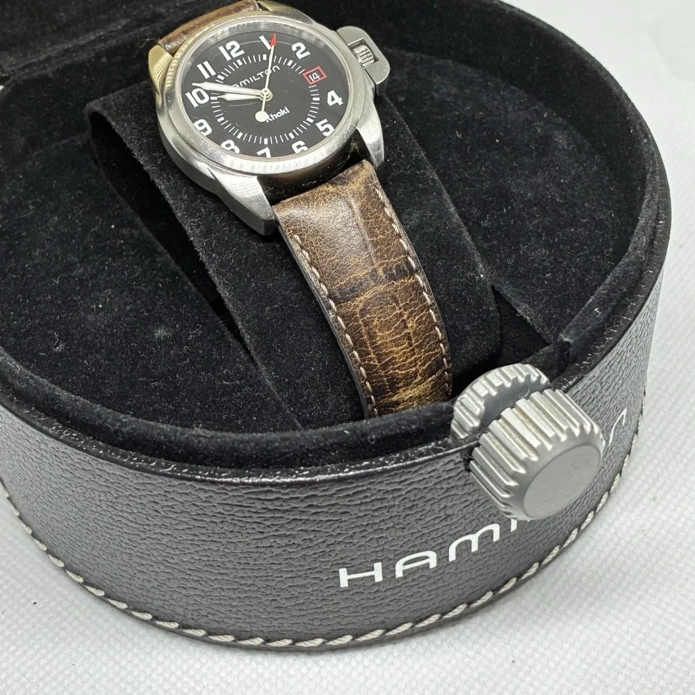 Hamilton Khaki Quartz Date 6301 Black Dial Men's Watch 33mm - With Box !
